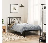 vidaXL Metal Bed Frame without Mattress with Headboard Black 90x200cm