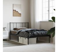 vidaXL Metal Bed Frame without Mattress with Headboard Black 90x200cm