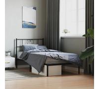 (with headboard) vidaXL Metal Bed Frame with Headboard Mattress Foundation Black 90x200 cm