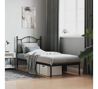 vidaXL Metal Bed Frame without Mattress with Headboard Black 90x200cm