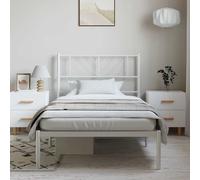 vidaXL Metal Bed Frame without Mattress with Headboard White 100x190cm