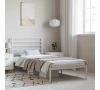 (white, 100 x 190 cm/with headboard) vidaXL Metal Bed Frame with Headboard Bed Base Mattress Foundation Bedstead