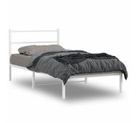 vidaXL Metal Bed Frame without Mattress with Headboard White 100x190cm