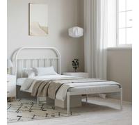 (white, 100 x 200/with headboard) vidaXL Metal Bed Frame Bedroom Bed Base Bedstead Metal Matress Foundation