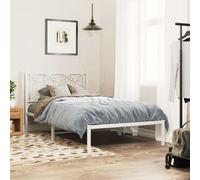 Metal Bed Frame with Headboard Home Base Bedstead White 107x203 cm vidaXL
