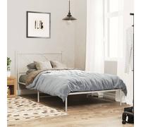 Metal Bed Frame with Headboard Home Base Bedstead White 107x203 cm vidaXL