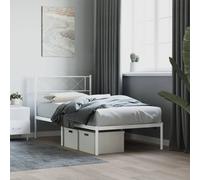 vidaXL Metal Bed Frame without Mattress with Headboard White 107x203cm
