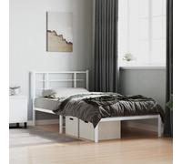 vidaXL Metal Bed Frame without Mattress with Headboard White 107x203cm