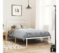 Metal Bed Frame with Headboard Home Base Bedstead White 107x203 cm vidaXL