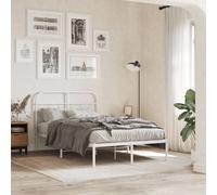 Metal Bed Frame with Headboard Base White 120x190 cm Small Double vidaXL