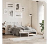 vidaXL Metal Bed Frame Without Mattress With Headboard White 120X190cm, White
