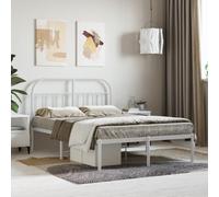 vidaXL Metal Bed Frame with Headboard White 120x190 cm (353681), White