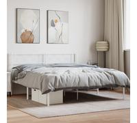 vidaXL Metal Bed Frame without Mattress with Headboard White 120x190cm