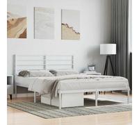 Vidaxl Metal Bed Frame Without Mattress With Headboard White 120X190Cm
