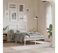 vidaXL Metal Bed Frame without Mattress with Headboard White 120x190cm
