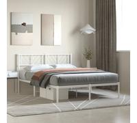 vidaXL Metal Bed Frame without Mattress with Headboard White 120x200cm