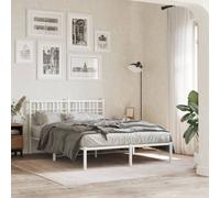 vidaXL Metal Bed Frame without Mattress with Headboard White 120x200cm