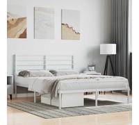 vidaXL Metal Bed Frame without Mattress with Headboard White 120x200cm