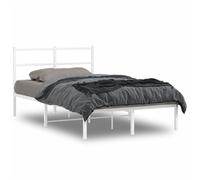vidaXL Metal Bed Frame with Headboard Mattress Foundation White 120x200 cm