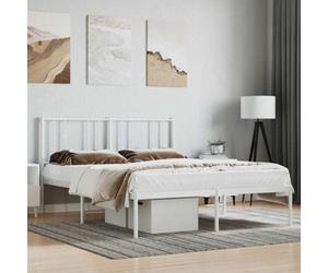 Vidaxl Metal Bed Frame Without Mattress With Headboard White 120X200Cm