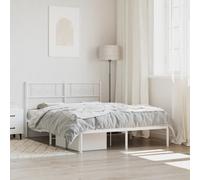 vidaXL Metal Bed Frame without Mattress with Headboard White 135x190cm