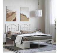 (white, 135 x 190/with headboard) vidaXL Metal Bed Frame Bedroom Platform Bed Base Bedstead Mattress Foundation