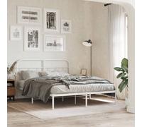 Metal Bed Frame with Headboard Home Base White 135x190 cm Double vidaXL