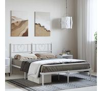 vidaXL Metal Bed Frame without Mattress with Headboard White 135x190cm