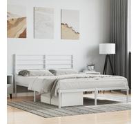 vidaXL Metal Bed Frame without Mattress with Headboard White 140x190cm