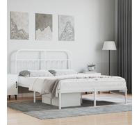 (white, 140 x 190 cm/with headboard) vidaXL Metal Bed Frame Bedroom Bed Base Bedstead Metal Matress Foundation