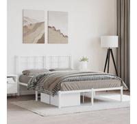 vidaXL Metal Bed Frame without Mattress with Headboard White 140x190cm