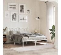 Metal Bed Frame with Headboard Home Base Bedstead White 140x190 cm vidaXL