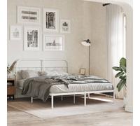 Metal Bed Frame with Headboard Home Base Bedstead White 140x190 cm vidaXL
