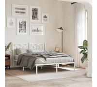 Vidaxl Metal Bed Frame Without Mattress With Headboard White 140X190Cm