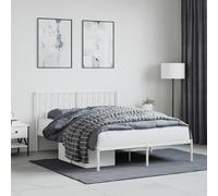 (white, 140 x 190 cm/ with headboard) vidaXL Metal Bed Frame with Headboard Mattress Foundation Black 80x200 cm
