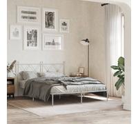 vidaXL Metal Bed Frame without Mattress with Headboard White 140x200cm