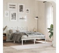 vidaXL Metal Bed Frame without Mattress with Headboard White 140x200cm