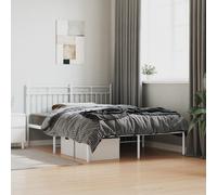 vidaXL Metal Bed Frame without Mattress with Headboard White 140x200cm