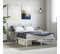 vidaXL Metal Bed Frame without Mattress with Headboard White 140x200cm