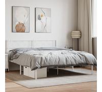 vidaXL Metal Bed Frame without Mattress with Headboard White 140x200cm