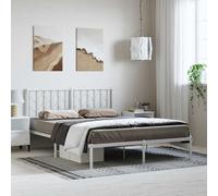 vidaXL Metal Bed Frame without Mattress with Headboard White 150x200cm