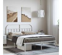vidaXL Metal Bed Frame without Mattress with Headboard White 150x200cm