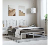 vidaXL Metal Bed Frame without Mattress with Headboard White 150x200cm