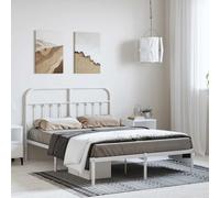 vidaXL Metal Bed Frame without Mattress with Headboard White 150x200cm