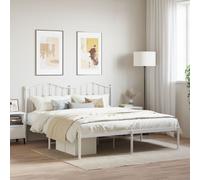 vidaXL Metal Bed Frame without Mattress with Headboard White 160x200cm