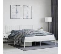 vidaXL Metal Bed Frame without Mattress with Headboard White 160x200cm
