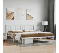 vidaXL Metal Bed Frame without Mattress with Headboard White 180x200cm