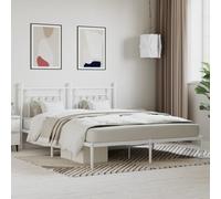 vidaXL Metal Bed Frame without Mattress with Headboard White 180x200cm