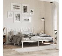 vidaXL Metal Bed Frame without Mattress with Headboard White 180x200cm