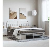 vidaXL Metal Bed Frame with Headboard White 183x213 cm UK HOT